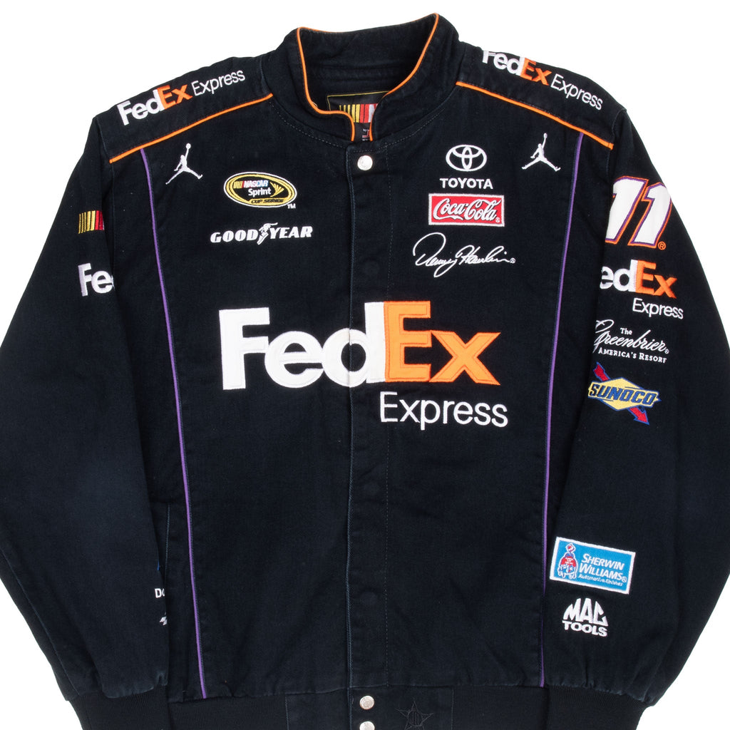 VINTAGE NASCAR DANNY HAMLIN FEDEX RACING JEFF HAMILTON JACKET 2000S LARGE