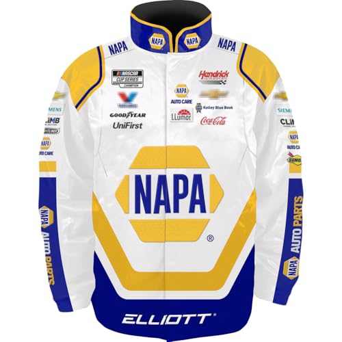 Checkered Flag Sports Chase Elliott 2025 NAPA Uniform Pit Outerwear Jacket White/Blue/Yellow
