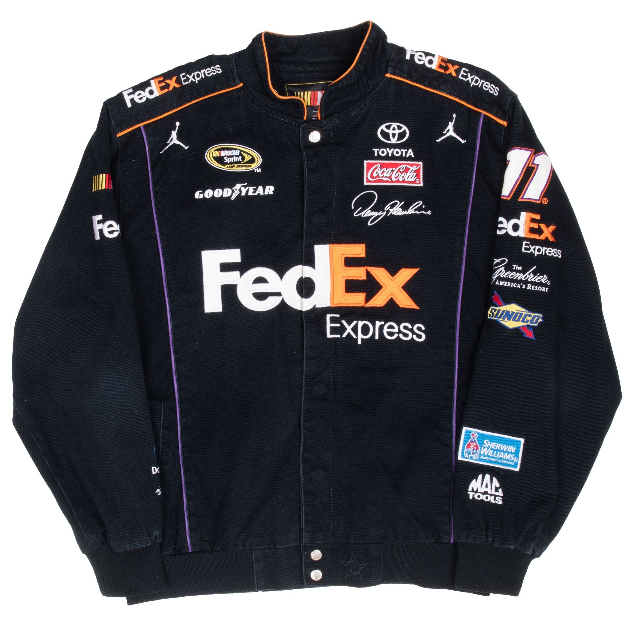 VINTAGE NASCAR DANNY HAMLIN FEDEX RACING JEFF HAMILTON JACKET 2000S LARGE