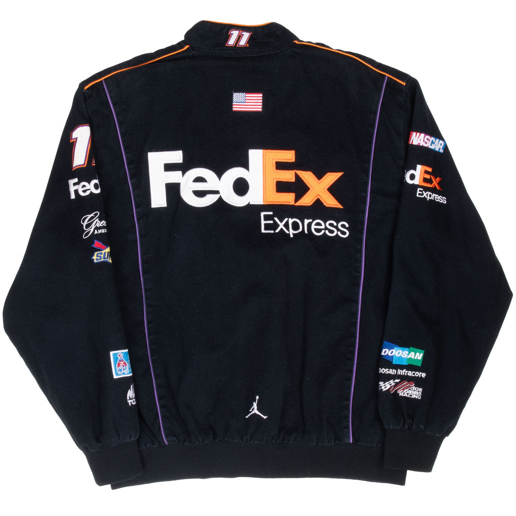 VINTAGE NASCAR DANNY HAMLIN FEDEX RACING JEFF HAMILTON JACKET 2000S LARGE