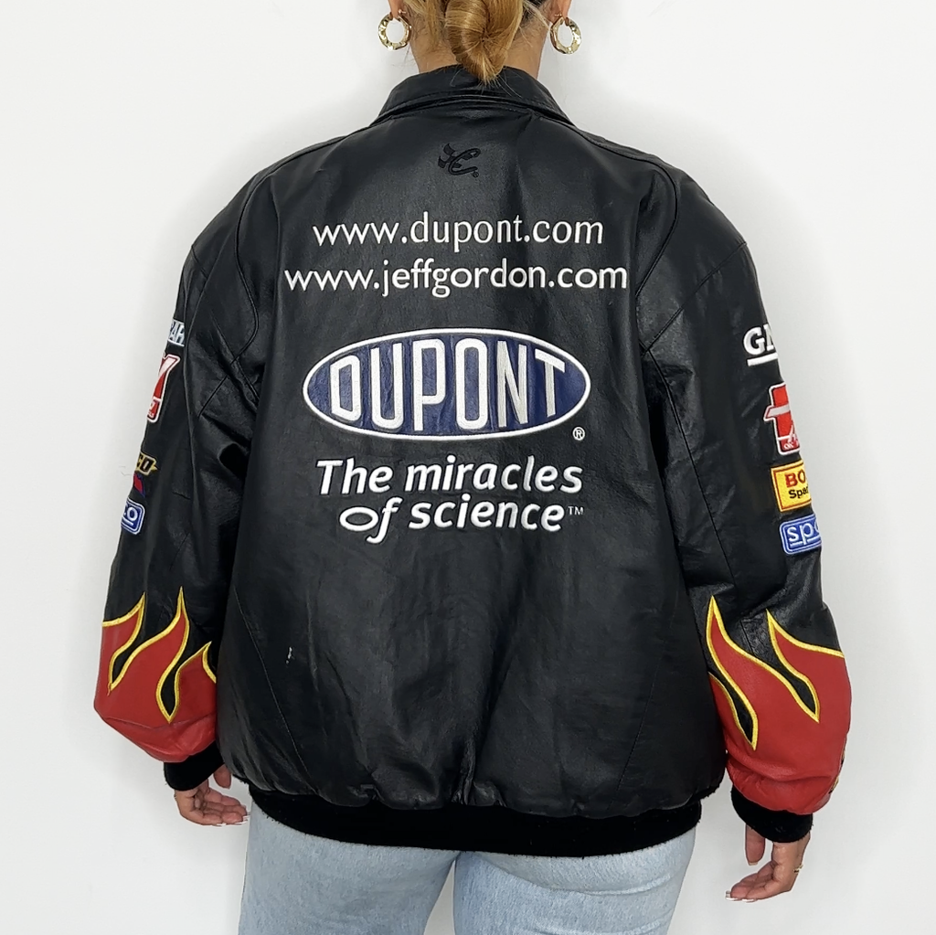 Dupont Flames Leather Nascar Jacket | Jeff Hamilton