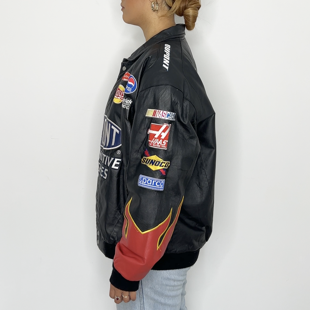 Dupont Flames Leather Nascar Jacket | Jeff Hamilton