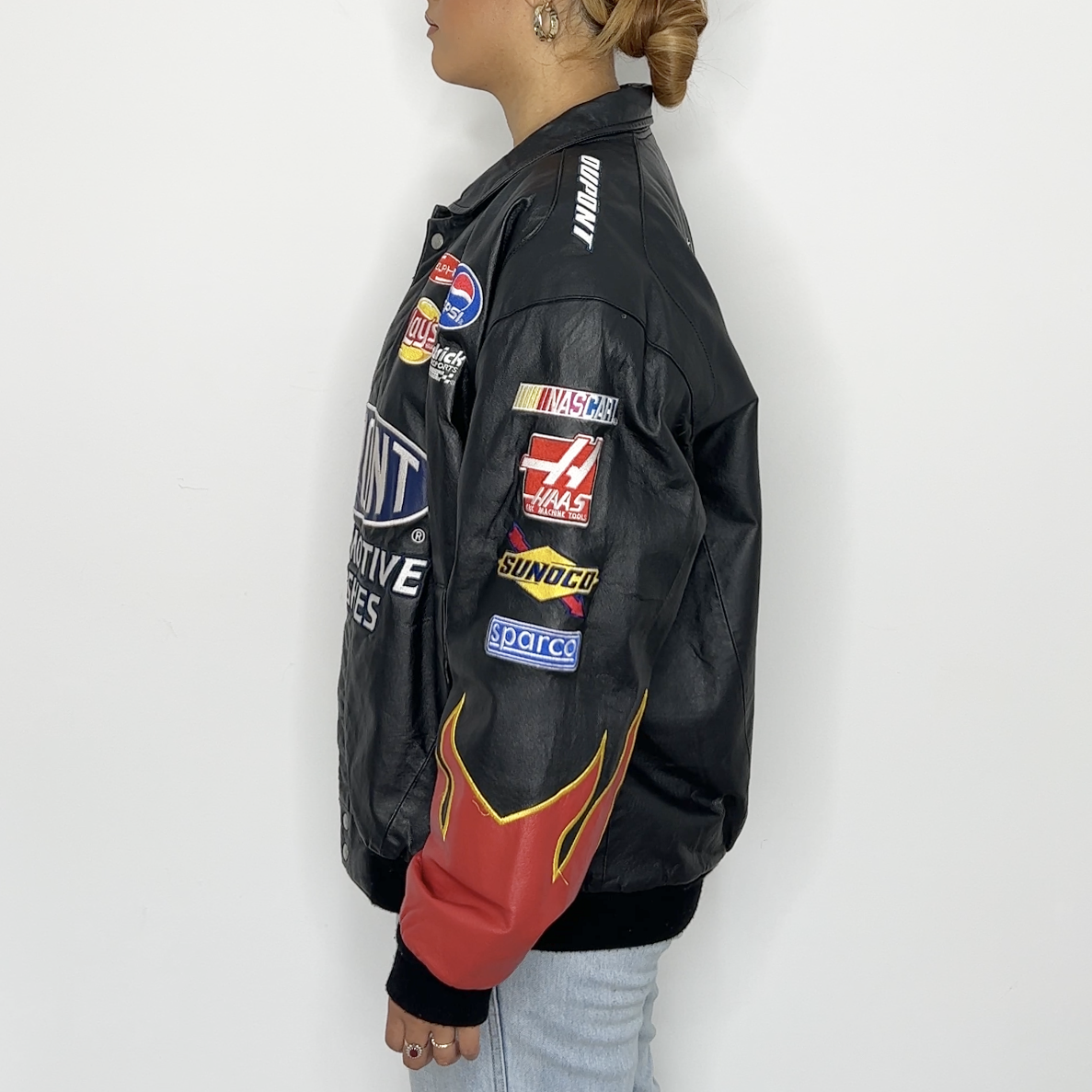Dupont Flames Leather Nascar Jacket | Jeff Hamilton