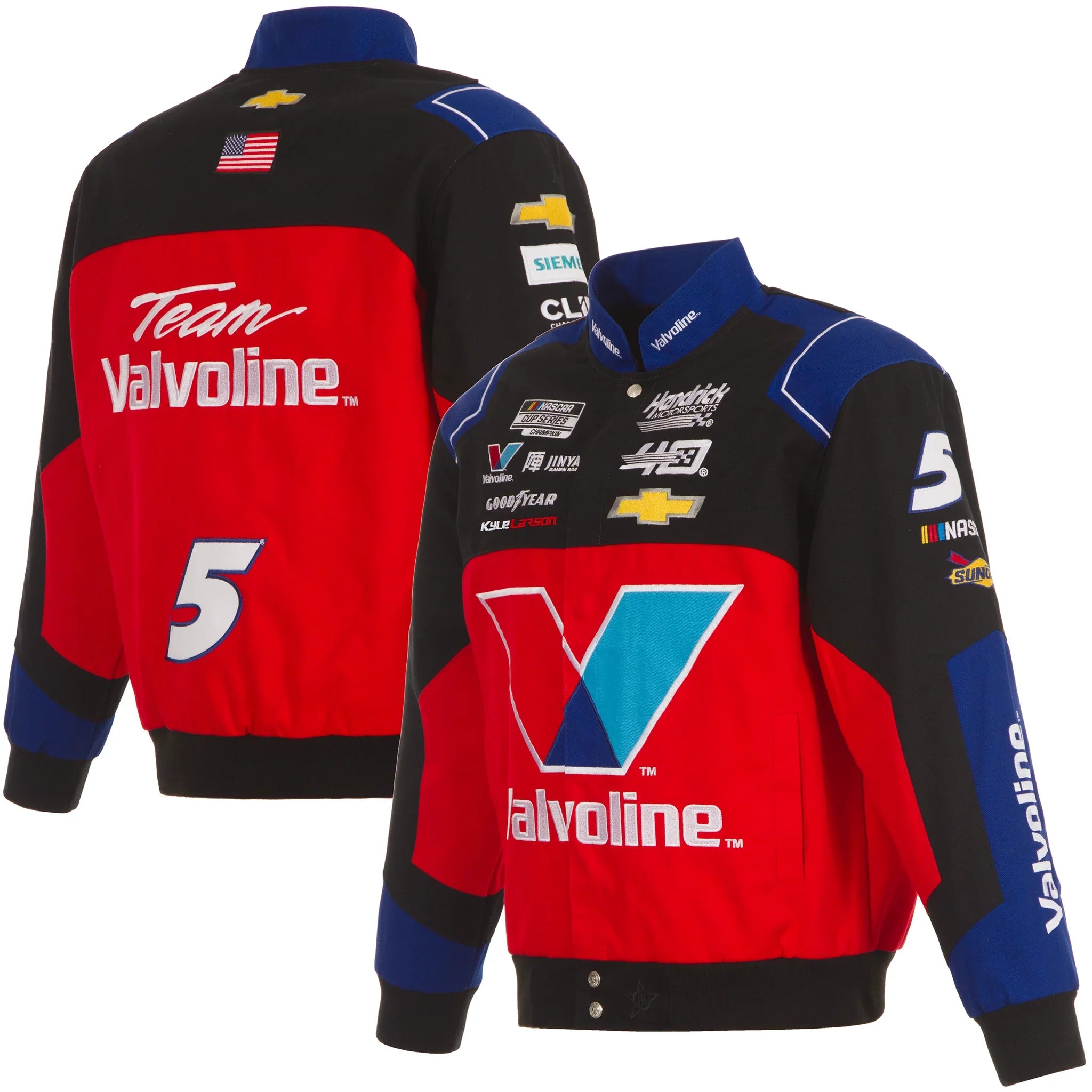 Kyle Larson 2024 Valvoline Black-Red Uniform Full-Snap Jacket