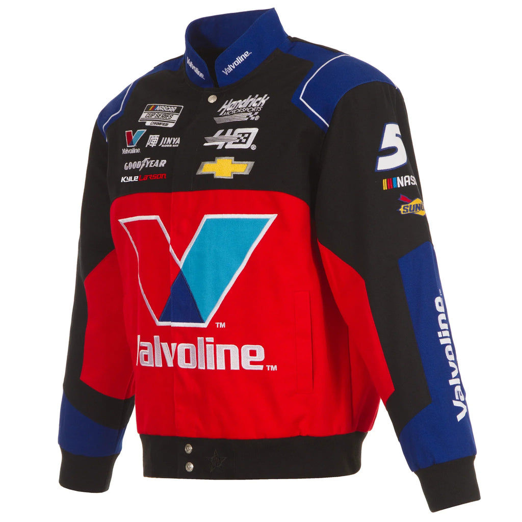 Kyle Larson 2024 Valvoline Black-Red Uniform Full-Snap Jacket