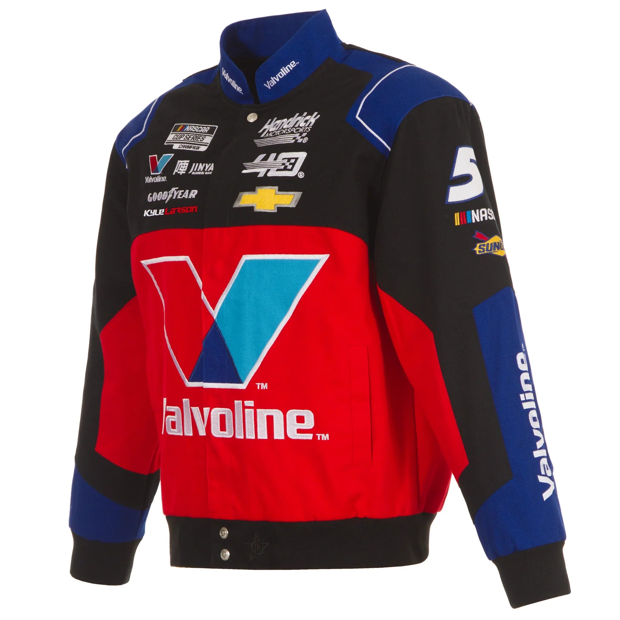 Kyle Larson 2024 Valvoline Black-Red Uniform Full-Snap Jacket