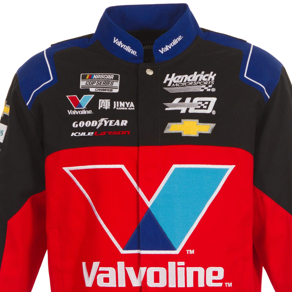 Kyle Larson 2024 Valvoline Black-Red Uniform Full-Snap Jacket