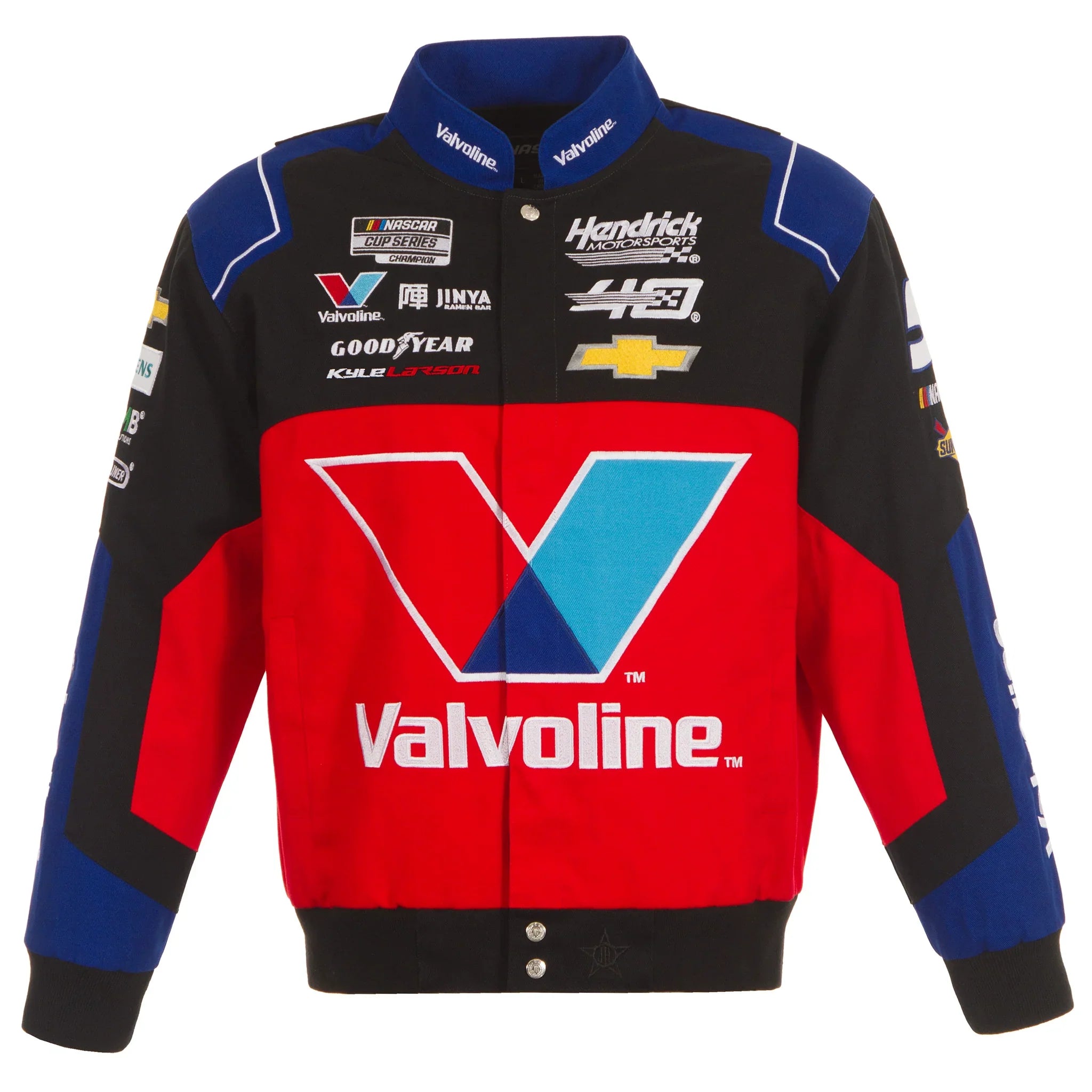 Kyle Larson 2024 Valvoline Black-Red Uniform Full-Snap Jacket