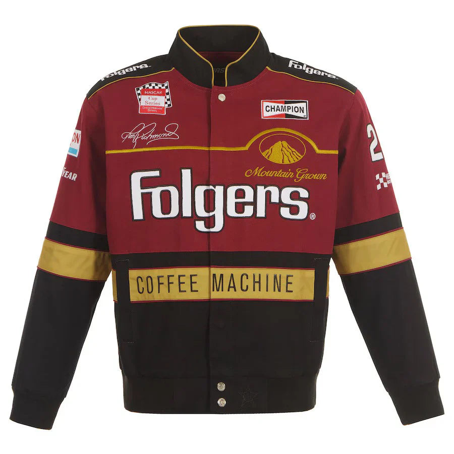 Tim Richmond 2024 Folgers Burgundy-Black Uniform Full-Snap Jacket