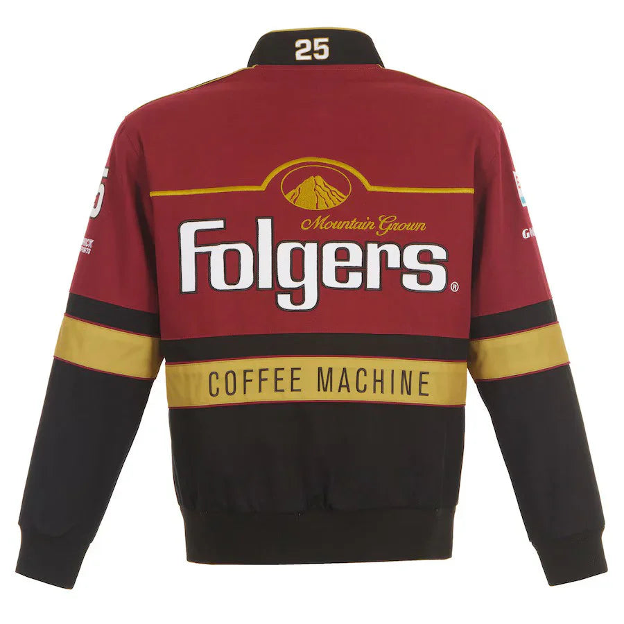 Tim Richmond 2024 Folgers Burgundy-Black Uniform Full-Snap Jacket