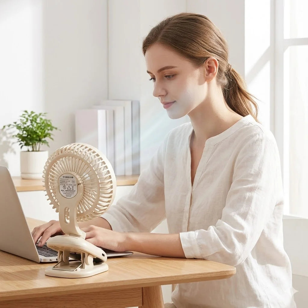 Clip on Fan, Stroller Fan 1800mAh Rechargeable Portable Fan with 4 Speeds, 120° Auto Oscillation Desk Fan