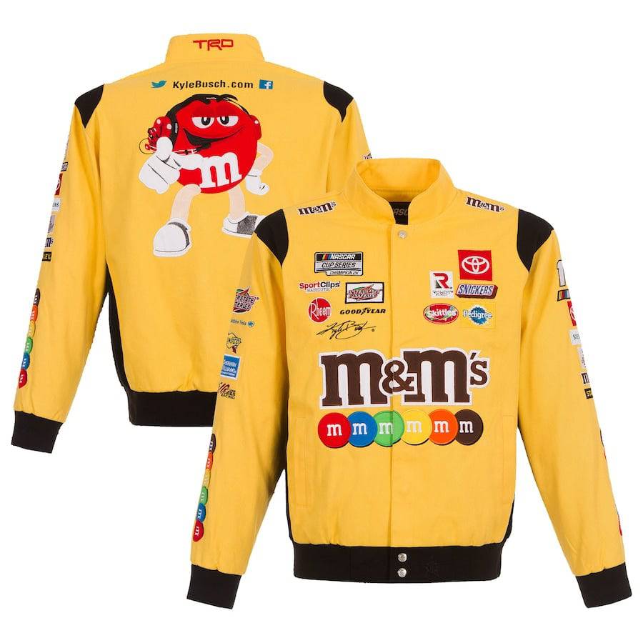 Kyle Busch M&Ms Yellow Full-Snap Twill Jacket